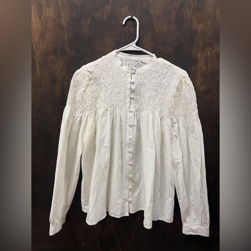 MADEWELL M Smocked Top in Cotton-Silk Blend NW994 - Picture 4 of 6